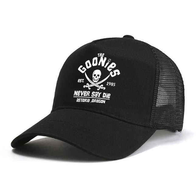 The Goonies Est 1985 Never Say Die Men's baseball cap summer mesh Snapback hat fashion outdoor Causal Breathable sun hats
