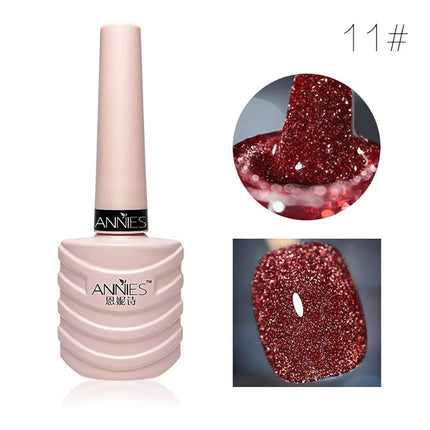ANNIES 10ml Glittering Diamond Nail Polish Gel 12 Colors Reflective Glitter Lining Gel Nail Polish Nail Painting Hand Makeup