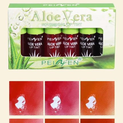 6 Color Aloe Vera Liquid Lipstick Set Color Changing Lip Gloss Lasting Moisturizing Lip Tint Beauty Korean Cosmetics Makeup Tool