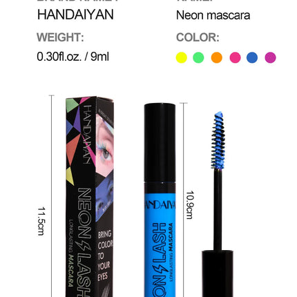 Multicolor Neon Mascara Fluorescence Waterproof Lasting Cosmetics Luminous Pigment Quick Dry Mascara Eyelash Shine in The Dark