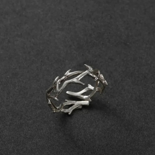 Fashion Goth Double Layer Rose Couple Rings for Men Women Retro Opening Stainless Steel Thorns Punk Finger Ring Jewelry Y2k Gift