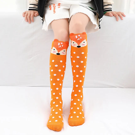 Children warmer ankle short lovely socks Cartoon Cute Kids Girl Knee High Socks infant cotton Baby Animal Over Knee Socks girls