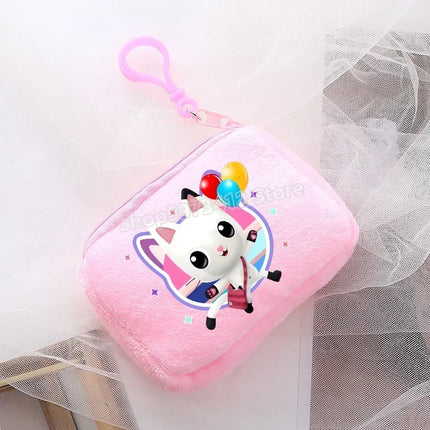 Kawaii Gabby Dollhouse Coin Purse Cute Anime Cat Headset Mini Bag Child Birthday Gifts Keychain Pendant Bags Cartoon Girl Wallet