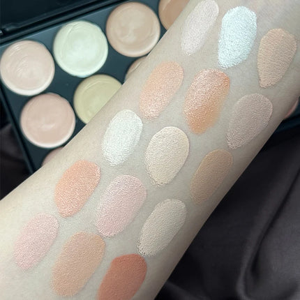 15 Colors Face Concealer Camouflage Cream,Waterproof for Covering Facial Blemishes,Dark Circles,Freckles,Scars,with Brightening