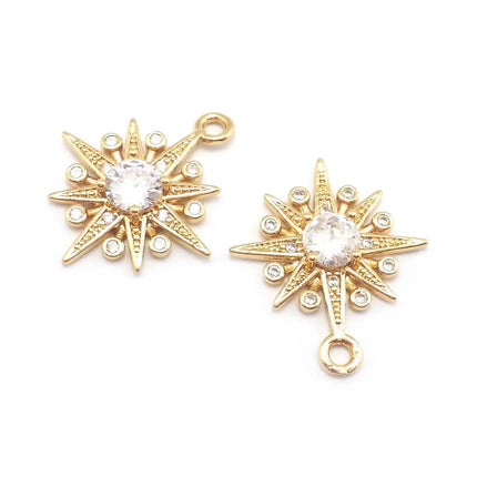 18K Gold Color Brass  Zircon Star Charms Pendants Jewelry Necklaces Earrings Bracelets Making Supplies Diy Findings Accessories