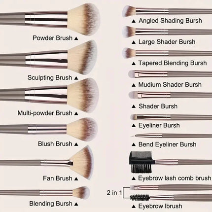 10-20PCS Premium Makeup Brushes Set with Hairband Wrist Rest Silicone Sponge Ball Powder Puff And Cleaning Tool Included