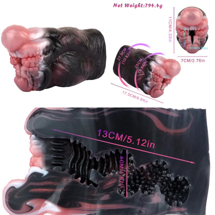 Silicone Monster Male Masturbator Dual Channel Anal Onahole Pussy Realistic Vaginal Textured Channel Stroker Adult Sex Toy For Man