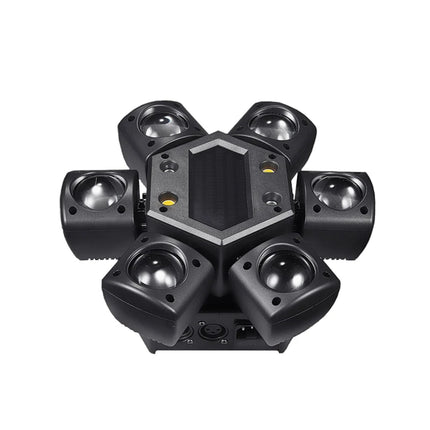 Six Arms RGBW LED Beam Moving Head Light DMX Pattern Strobe Laser Stage Lighting Remote Control Disco Halloween Xmas DJ Lights