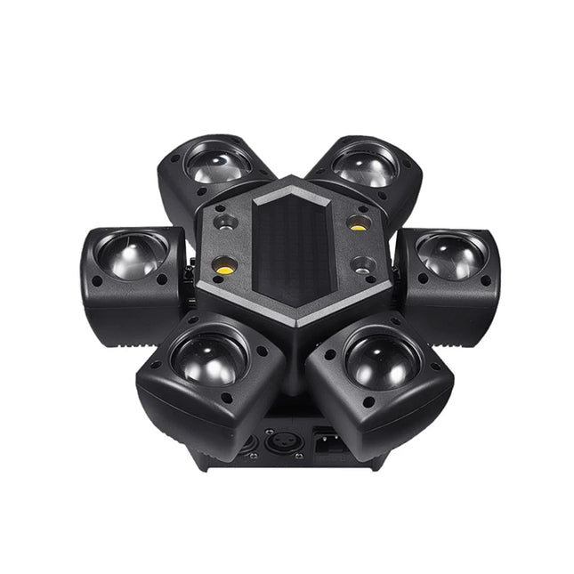Six Arms RGBW LED Beam Moving Head Light DMX Pattern Strobe Laser Stage Lighting Remote Control Disco Halloween Xmas DJ Lights