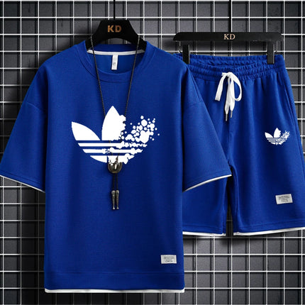 Men's Summer Casual Fashion Printed T-Shirt and Shorts Set Quick-Drying Outdoor Sports Loose Fit Short-Sleeve Outfit