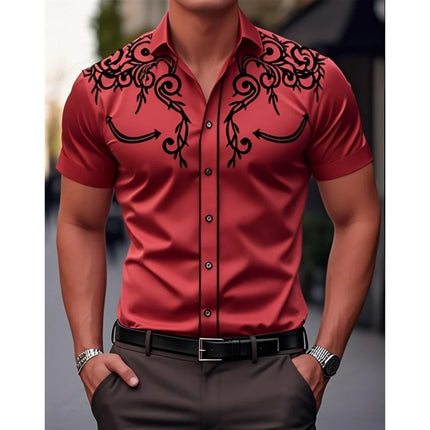 2026 New Men's Summer Western Cowboy Westernstyle Short-Sleeve Shirt Retro 3D Print Men Casual Lapel Blouse top Vacation Shirts