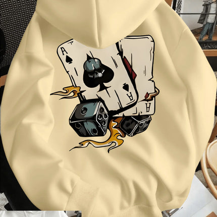 2026 new trendy fashion hooded sweatshirt with poker card pattern print for men stylish sportswear shirt hoodies streetwear