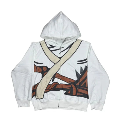 Ninja Warrior Armor Hoodie Set Men Dragon Graphic 2 Piece Suit Anime Inspired Streetwear Baggy Wide Leg Pants Tracksuit Outfit