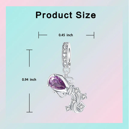 925 Sterling Silver January-December Birthday Stone Love Zircon Pendant Bead Fit Charms Necklace Bracelet Women Jewelry DIY Gift
