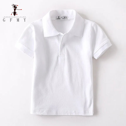 GFMY Children's Lapel Long Sleeved White Polo Shirt  Boys Girls Breathable  Cotton Popular Polo Shirt 3T-18T School Uniform TopS