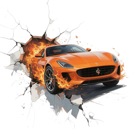 3D Creative Wall Decal Sticker Car Theme Home Decor Wall Mural Fire Flame Design Self-Adhesive Bedroom Room Decoration