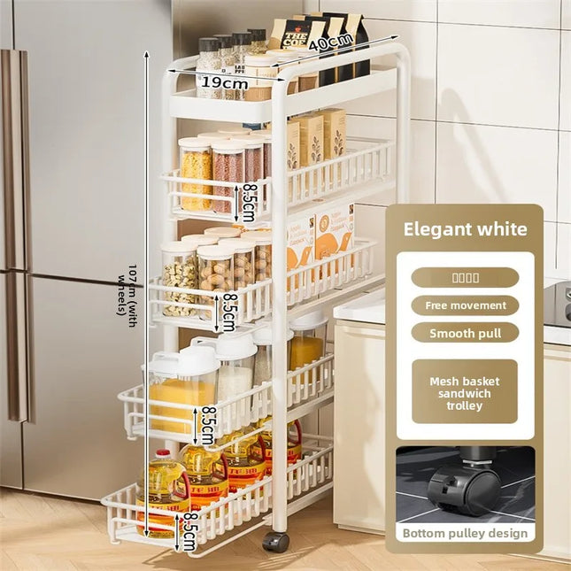 Slim Rolling Storage Cart Narrow Gap Kitchen Storage Rack with Wheels Pantry Organizer Shelf Bathroom Laundry Trolley 3/4/5 Tier