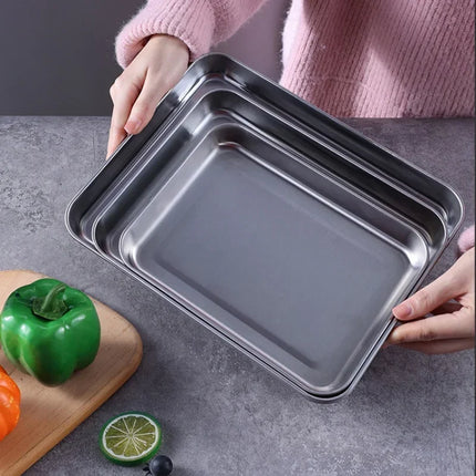Stainless Steel Baking Pan Tray with Wire Rack Cake Baking BBQ Pan Tray Plate Oven Brownie Rack Cooking Roasting Grilling Tool