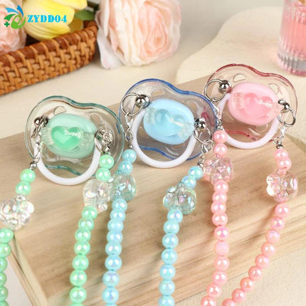 ●1PCS Sweet Beads Chain Pacifier Gag Collar Couple Toy Soft Silicone Adult Pacifier
