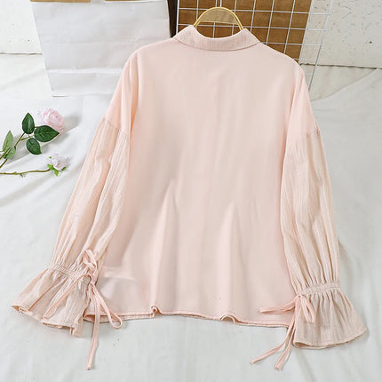 Plus Size 5XL VONDA Women Shirts 2024 Casual Solid Color Long Sleeve Blouse Cotton Linen Tunic Casual Loose Lapel Collar  Tops