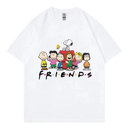 Snoopy Friends Cartoon Anime Women T-shirt Summer Short Sleeve 100% Cotton Men Tee Shirts Tops 2025 New Fashion Couple Clothing