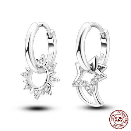 Real 925 Sterling Silver Star Earrings For Women Sparkling Zircon Ear Studs Luxury Fine Engagement Wedding Jewelry Gift For Girl