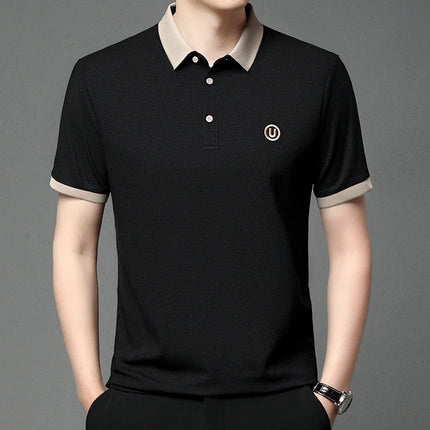 2024 Men's New Embroidered Cotton Business Casual Short Sleeve POLO Shirt Fashion Short Sleeve Comfortable and Breathable Top