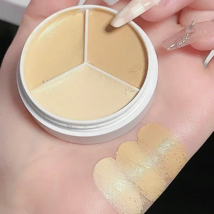 3 Colors Concealer Cream Full Coverage Acne Spot Dark Circles Contour Concealer Palette with Brush Moisturizing Cosmetics Makeup