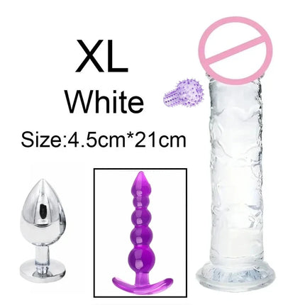 4pcs Anal Black Dildos Massager Stimulator for Women Vagina Big Metal Plug for Women Silicone Dildo Realistic Couples Adult Game