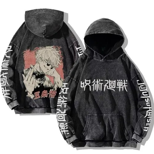 Japanese Jujutsu Kaisen Anime Washed Hoodie Autumn and Winter New Men's and Women's Loose Versatile Couple Top