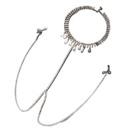 Rhinestone Pearl Fringe Nipple Clamps with Necklace Sexy Accessories Hot Breast Stimulation BDSM Training Adult Sex Toys Leten