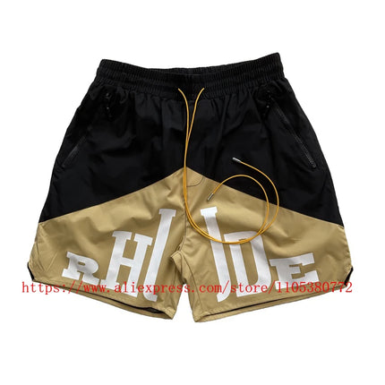 2026 New  RHUDE Men's Print Casual Shorts Loose Fit Nylon Drawstring Basketball Street Beach Shorts with Pockets Fast Delivery