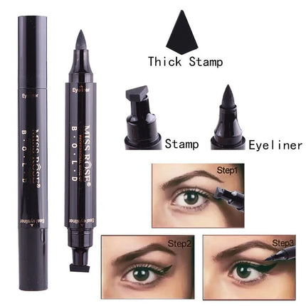 Long-lasting Eye Liner Pencil for Eye Makeup,Waterproof Double-Sided Liquid Eyeliner Stamp Pen Set for Beginners