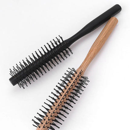 1 wooden handle curling brush nylon circular hair comb curling brush professional salon styling tool Special for real hair wigs
