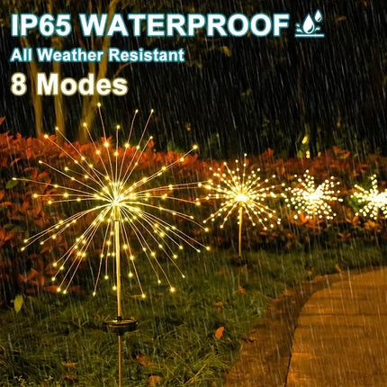 1/2/4PCS Solar Firework Light Waterproof Outdoor 8 Lighting Modes Lights 90-200LED Fairy String Light Christmas Path Lawn Decor