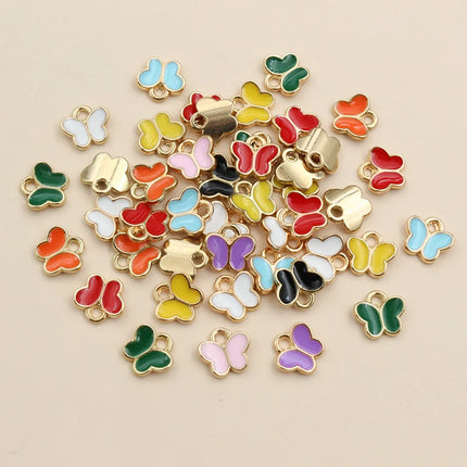 50Pcs Enamel Butterfly Flowers Star Heart Small Charms Pendants DIY Jewelry Making Accessories Craft Bracelet Necklaces Earring