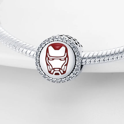 TOP 925 Sterling Silver Marvel Anime Avengers Lron Man Helmet Charms Fit Original Bracelet Womens Pendant Beads Jewelry Hot Gift