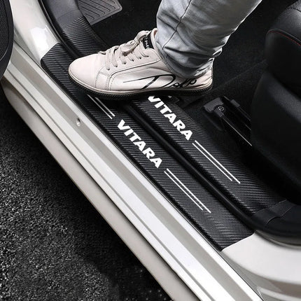 Carbon Fiber Car Sticker Car Door Trunk Protective Strip Anti Scratch Decal for Suzuki VITARA Logo Car Accessories
