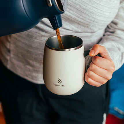 Ideus 470ml insulated coffee cup, travel coffee cup, 304 double-layer stainless steel vacuum milk cup with handle and leak-proof