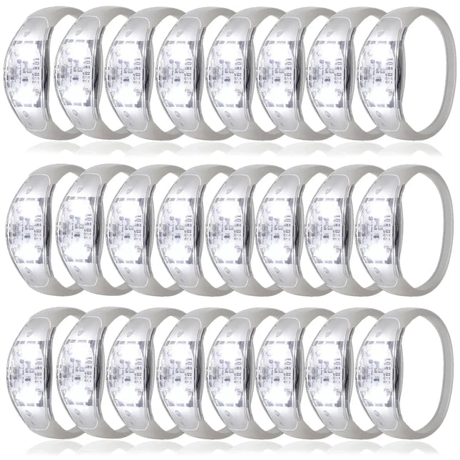 12-240Pcs LED Glow Bracelets Sound Activated Light Up Bracelets for Adults & Kids with Flashing LED Strobe for Night Events