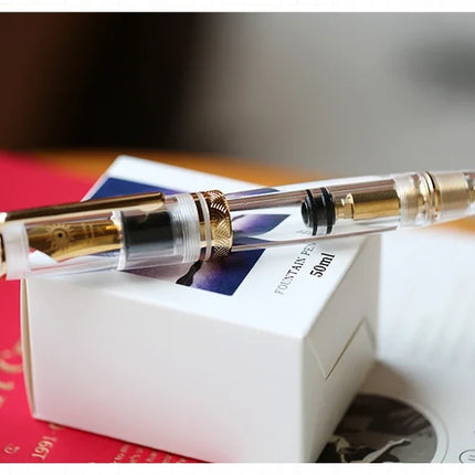 Smooth MAJOHN P140 NO.8 F/M Nib Acrylic Piston Huge Transparent Fountain Pen Ebonite Feed Large Capacity Ink Writing Luxury Pen