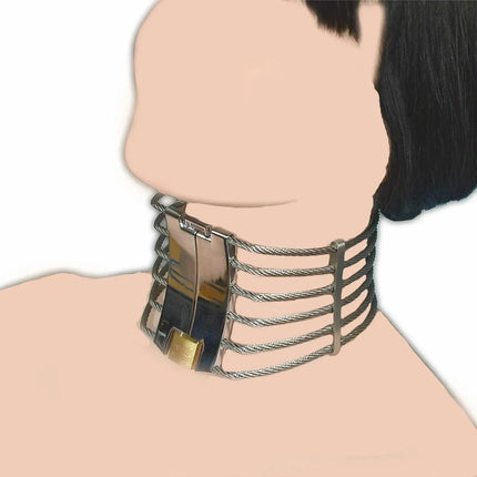 Lockable Stainless Steel Neck Collar Bondage Restraints Wire Chocker Posture Slave BDSM Necklace Metal Collar Adult Sex Toys