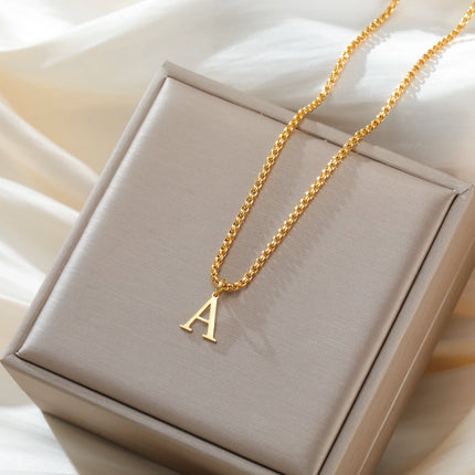 Cazador A-Z Initial Letter Box Chain Necklace for Men Stainless Steel Alphabet Pendant Punk Jewelry Valentine's Day Gift 2026