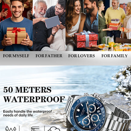 SAPPHERO Fashionable Men's Watch Date Display 5ATM Waterproof Watch Stainless Steel Watch Strap Men's Gift Watch For Men