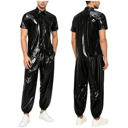 Mens Sauna Tracksuit Set Zipper Hoodie Drawstring Pants Waterproof Long Sleeve Front Zip-up Drawstring Hood Jacket with Pants