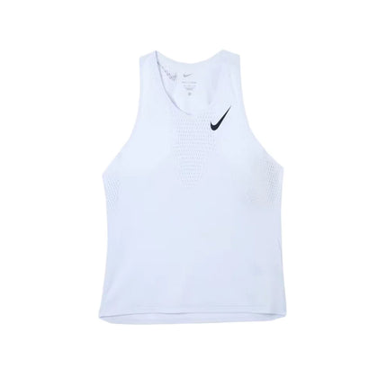 Nike Dri-Fit AeroSwift Men's Sleeveless Running Tank – Soccer Gray, Round-Neck, Logo Print, Breathable FN4232-085