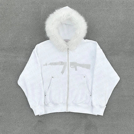 Millennium Y2k Spicy Girls Style Slimming Zipper Hoodie Autumn/Winter Gothic Vintage Fashion Streetwear Versatile Thin Hoodie Em