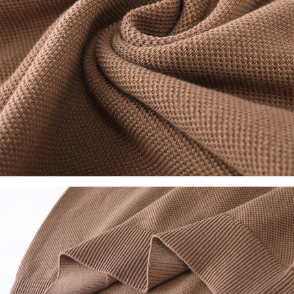 2025 Spring/Summer New Men's Short Sleeved 100% Cotton T-Shirt Sweater POLO Collar Loose Knit Pullover Business Casual Tops