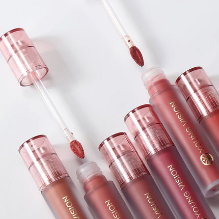 YOUNG VISION 6-Color Matte Velvet Lip Gloss Silky Smooth, Long-Lasting Color Seductive Feminine Lip Makeup