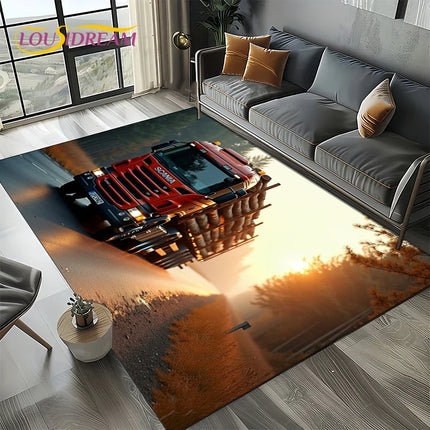 2025 New 3D S-Scania Top Class Truck Lorry Cartoon Rug Carpet for Living Room Bedroom Home Decor, Floor Mat Non-slip Sofa Doormat